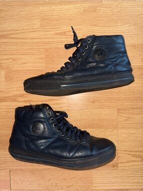 Baldinini Men's Dark Blue Leather High-Top Sneakers